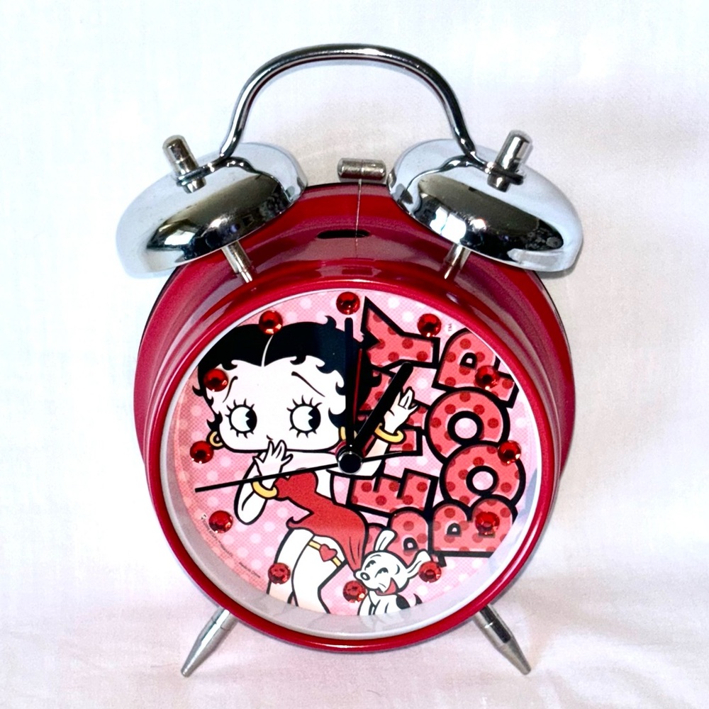 Betty Boop Alarm Clock 2006 Red Jewel Rhinestone Dial Working